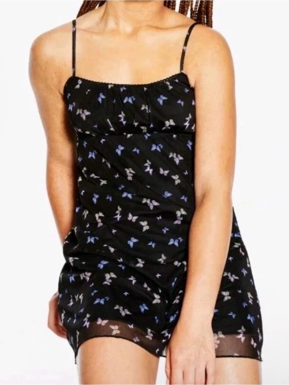 Aéropostale Butterfly Print Mesh Slip Dress Y2K Fairy Grunge Coquette Size M